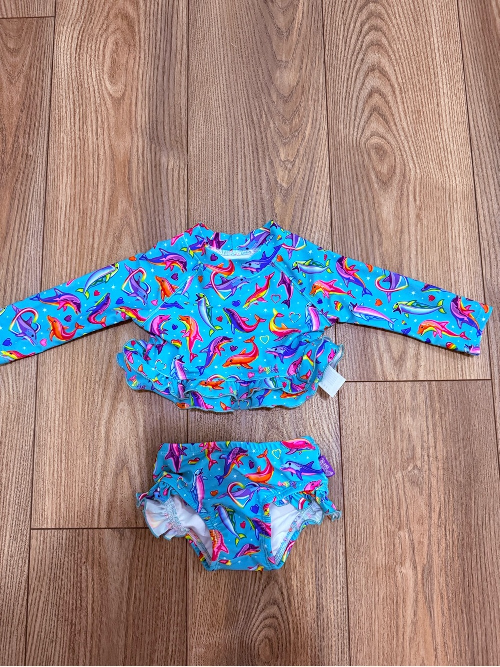 Posh Peanut x Lisa Frank 2 pc Rash Guard swimsuit